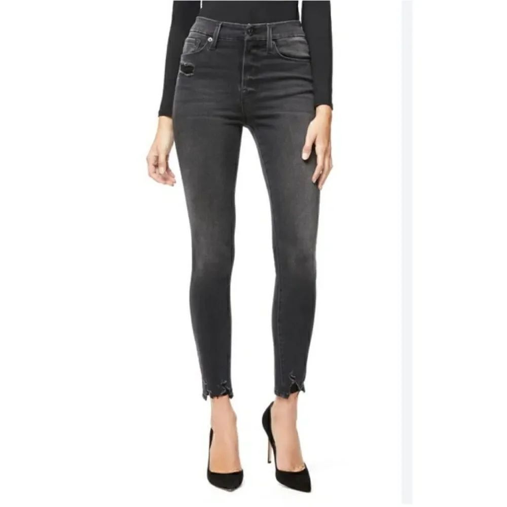 Good American Good Waist High Waist Skinny Jeans 2/26βWashed BlackβDistressed